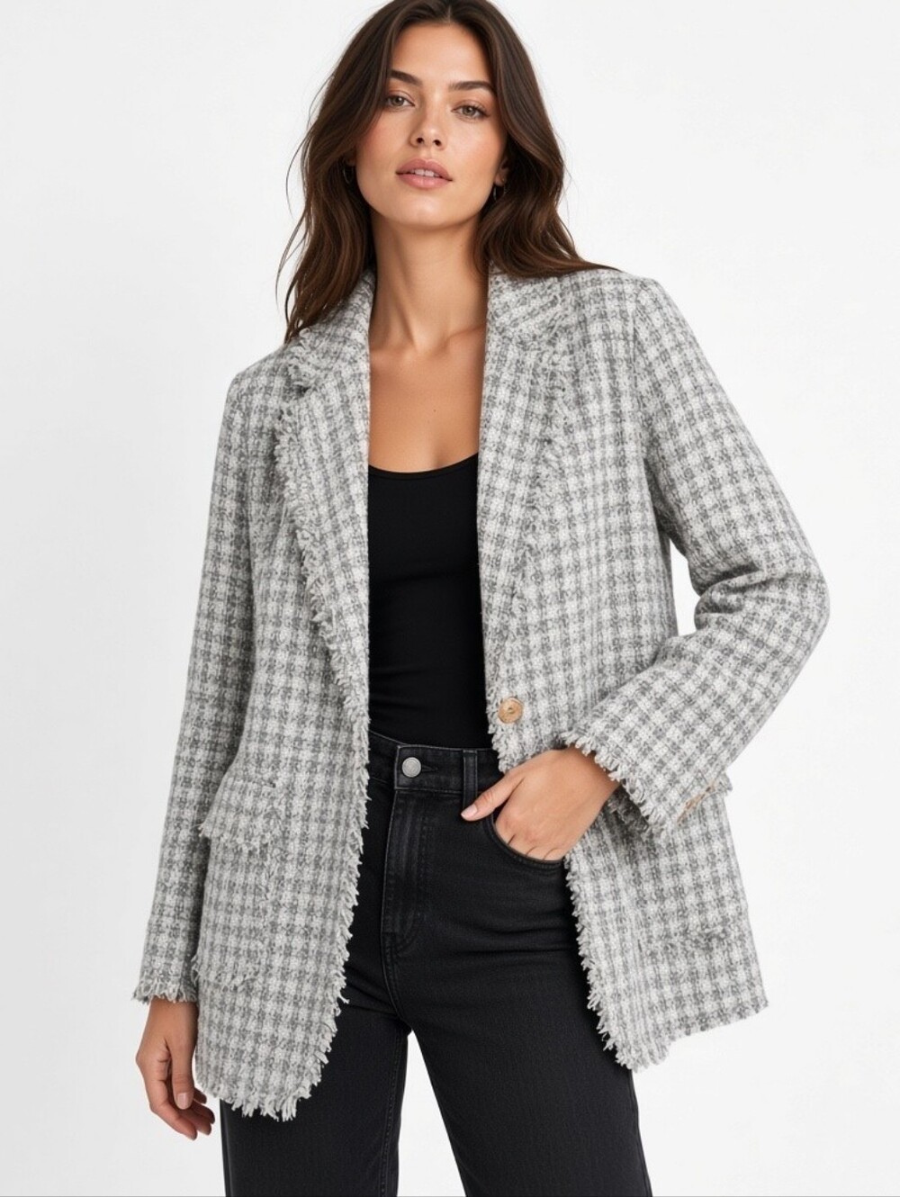 POL Distressed Tweed Blazer sz MEDIUM